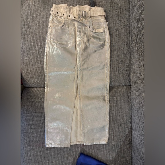 NWOT Zara Metallic Silver High-Waisted Midi Skirt – Size Small - Picture 14 of 15